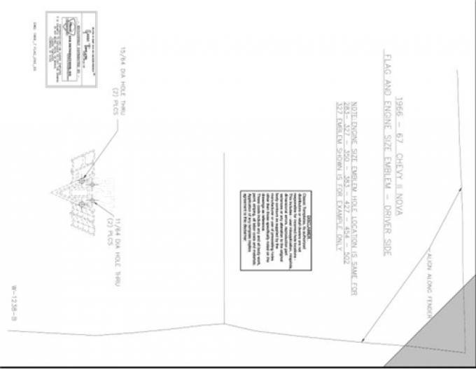 Classic Headquarters Nova Std V-8 Fender Flag/Eng. Template Kit W-1238