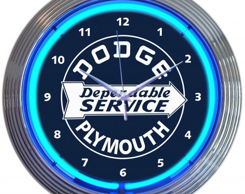 Neonetics Neon Clocks, Dodge Dependable Service Neon Clock