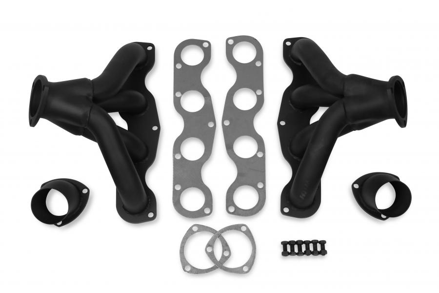 FlowTech Tight Fit Block Hugger Headers, Black Paint 13700FLT | Classic ...