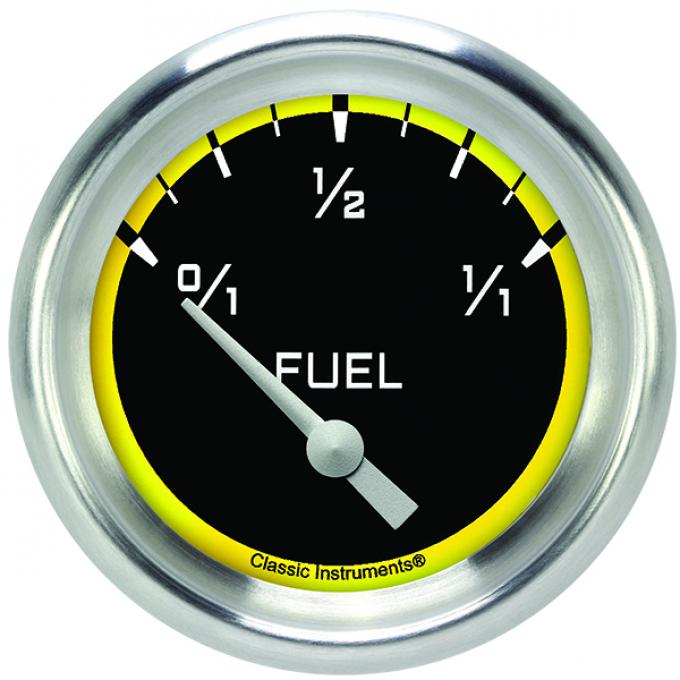 Classic Instruments Autocross Yellow 2 5/8" Fuel Gauge, 75-10 Ohm AX211YAPF