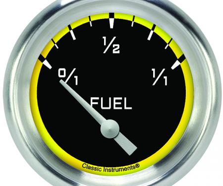 Classic Instruments Autocross Yellow 2 5/8" Fuel Gauge, 75-10 Ohm AX211YAPF