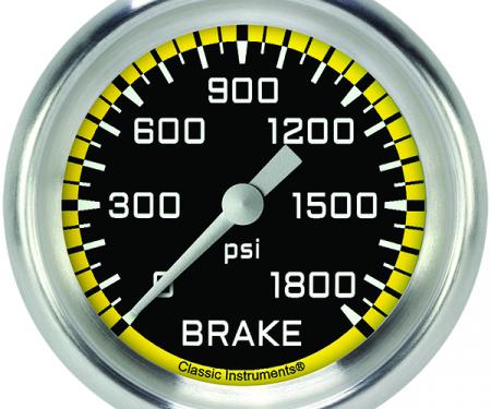 Classic Instruments Autocross Yellow 2 5/8" Brake Pressure Gauge AX367YAPF