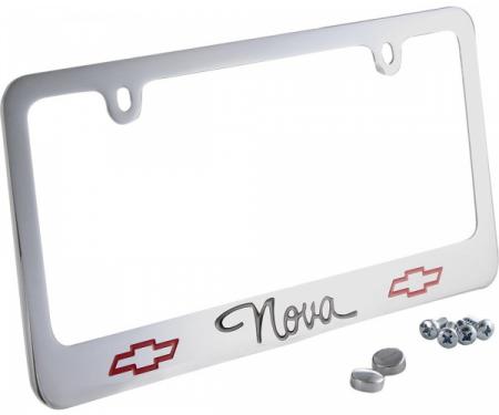 Nova License Plate Frame, 2 Bowties And Nova Block Letters, 1962-1979