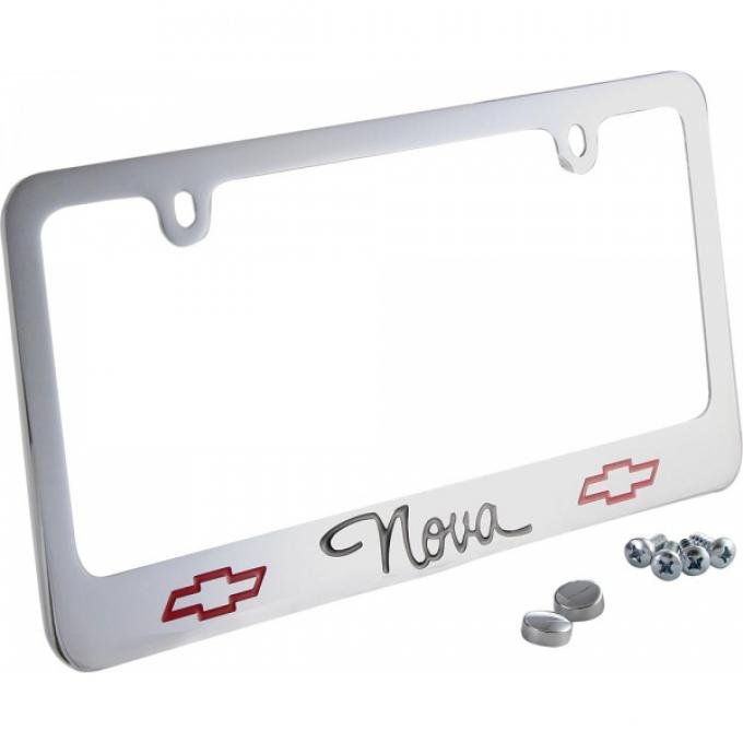 Nova License Plate Frame, 2 Bowties And Nova Block Letters, 1962-1979