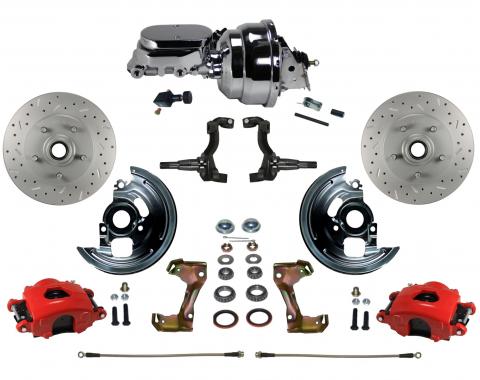 Leed Brakes Power Front Kit with Drilled Rotors and Red Powder Coated Calipers RFC1002-N605X