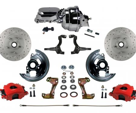 Leed Brakes Power Front Kit with Drilled Rotors and Red Powder Coated Calipers RFC1002-N605X