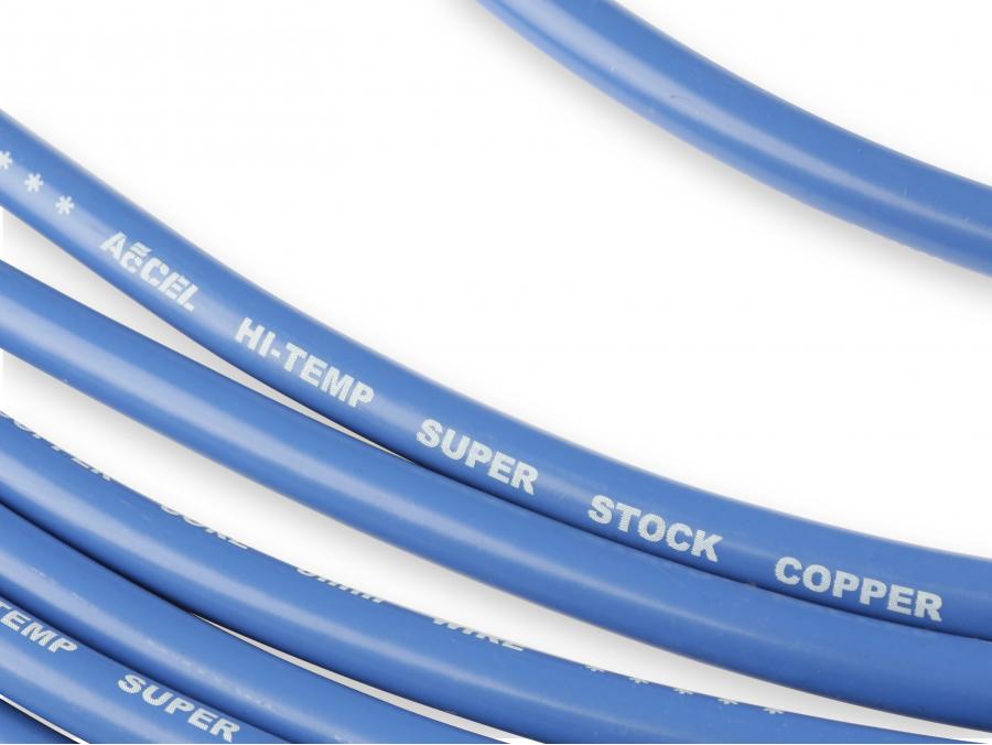 Accel Spark Plug Wire Set, Super Stock Copper Core 8mm, 90 Deg. Boots, Blue  4039B