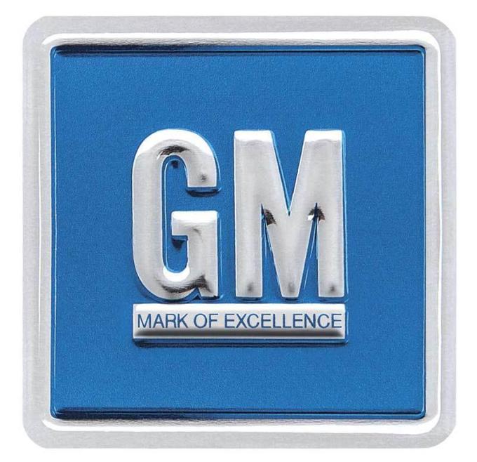 Redline Restomotive® 1967-1974 GM Car & Truck Blue GM Mark Of Excellence Door Plate, Correct