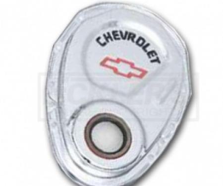 Nova Timing Chain Cover, Small Block, Chrome, With Chevrolet Script & Bowtie Logo, 1967-1969