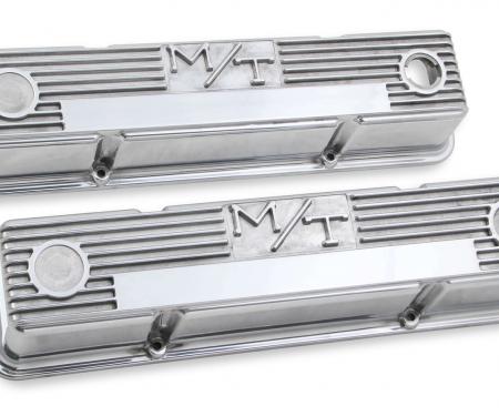 Holley M/T Valve Covers, Vintage Style, Finned, SBC, Polished 241-82