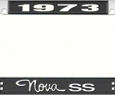 OER 1973 Nova SS Black and Chrome License Plate Frame with White Lettering LF3567303A