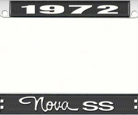 OER 1972 Nova SS Black and Chrome License Plate Frame with White Lettering LF3567203A