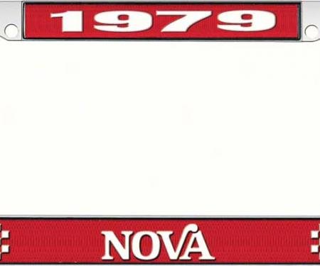 OER 1979 Nova Red and Chrome License Plate Frame with White Lettering LF3567902C