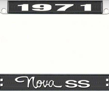 OER 1971 Nova SS Black and Chrome License Plate Frame with White Lettering LF3567103A