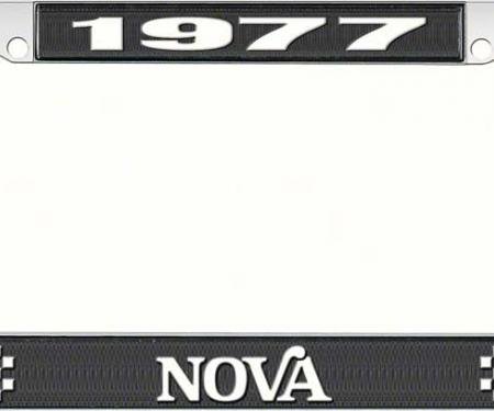 OER 1977 Nova Black and Chrome License Plate Frame with White Lettering LF3567702A