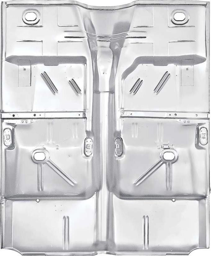 OER 1962-67 Chevy II, Nova, Complete Floor Pan, Auto Trans, Column Shift, Silver Weld Thru Coating 14614W