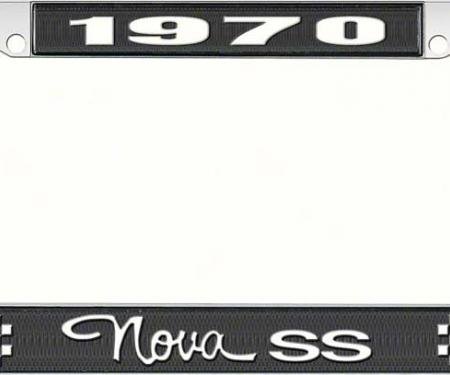 OER 1970 Nova SS Black and Chrome License Plate Frame with White Lettering LF3567003A