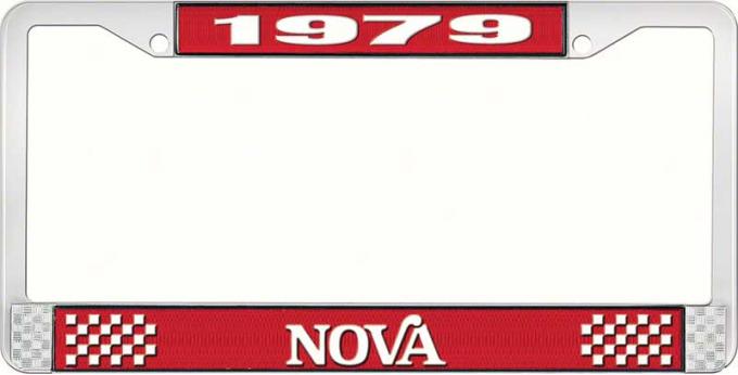 OER 1979 Nova Red and Chrome License Plate Frame with White Lettering LF3567902C