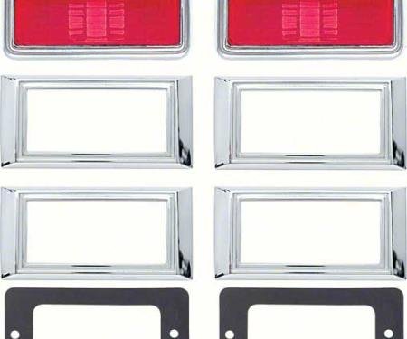 OER 1968 Camaro, Nova, Full Size Wagon Side Marker Lamp Kit With Clear / Red Lenes Without Engine Size *R5012